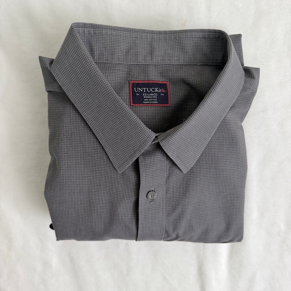 UNTUCKit Button Down Shirt Mens XXL Grey Verey Good Wrinkle Free Cotton Shirt